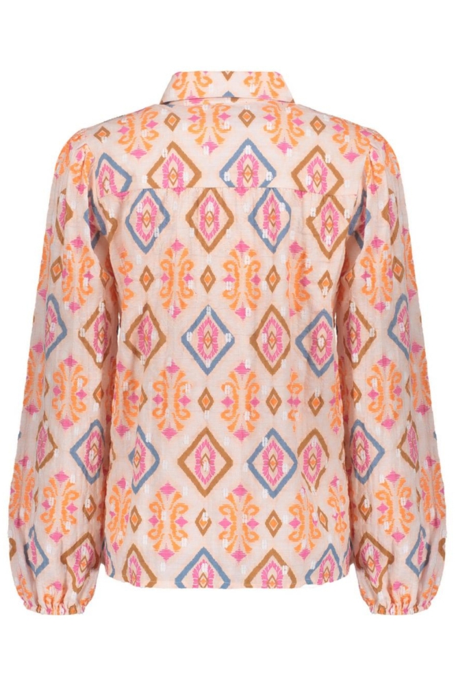 Geisha roze dames blouse | Achteraanzicht
