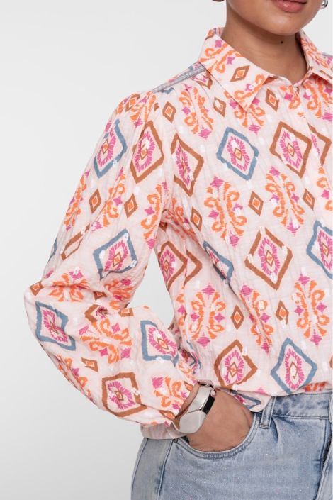 Geisha roze dames blouse | Kleurstaal