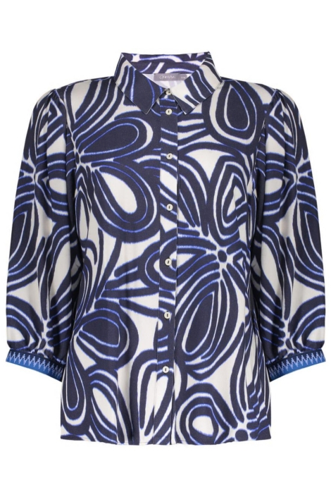 Geisha blauwe dames blouse | Vooraanzicht