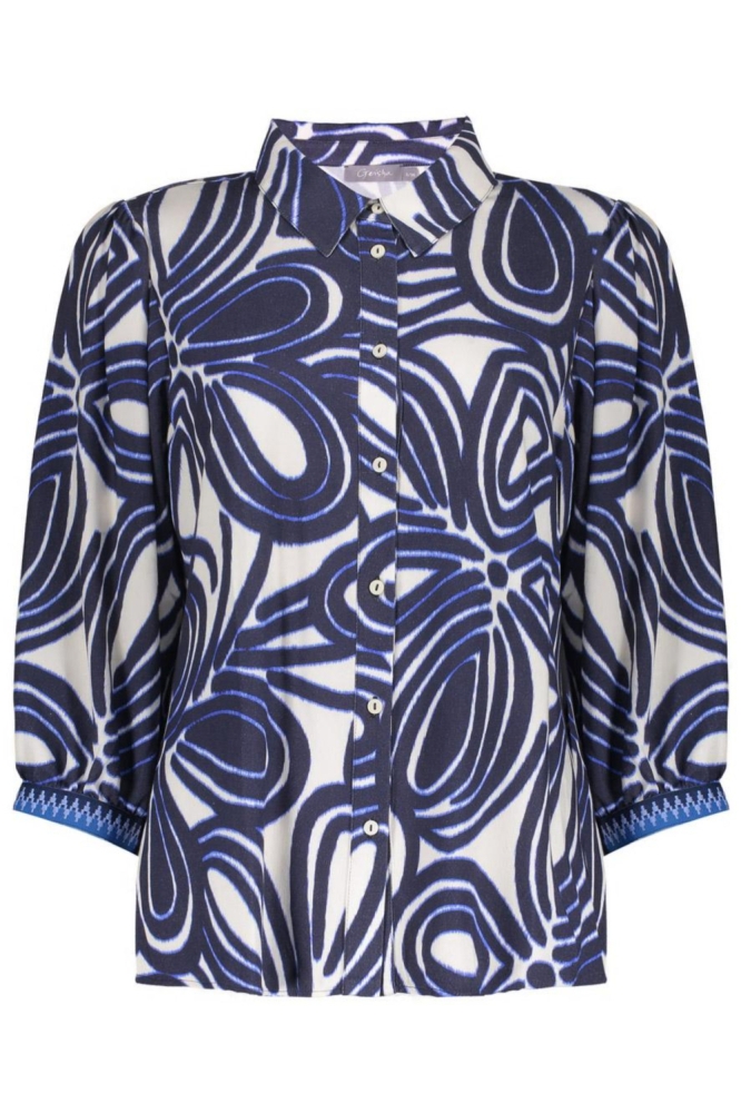 Geisha blauwe dames blouse | Vooraanzicht