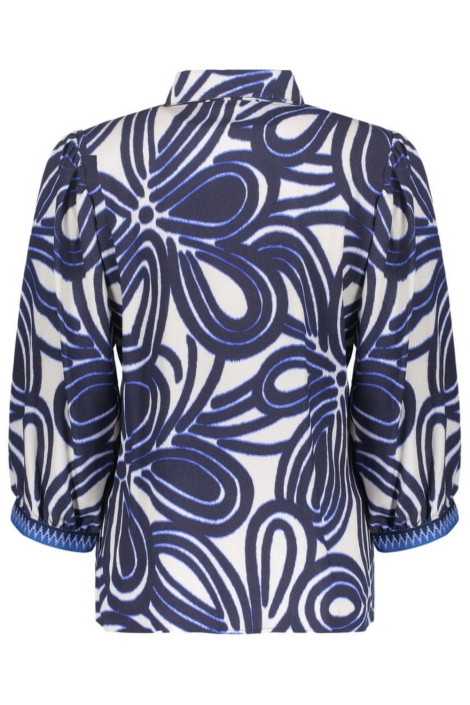 Geisha blauwe dames blouse | Achteraanzicht