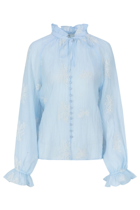 C&S The Label blauwe dames blouse | Vooraanzicht