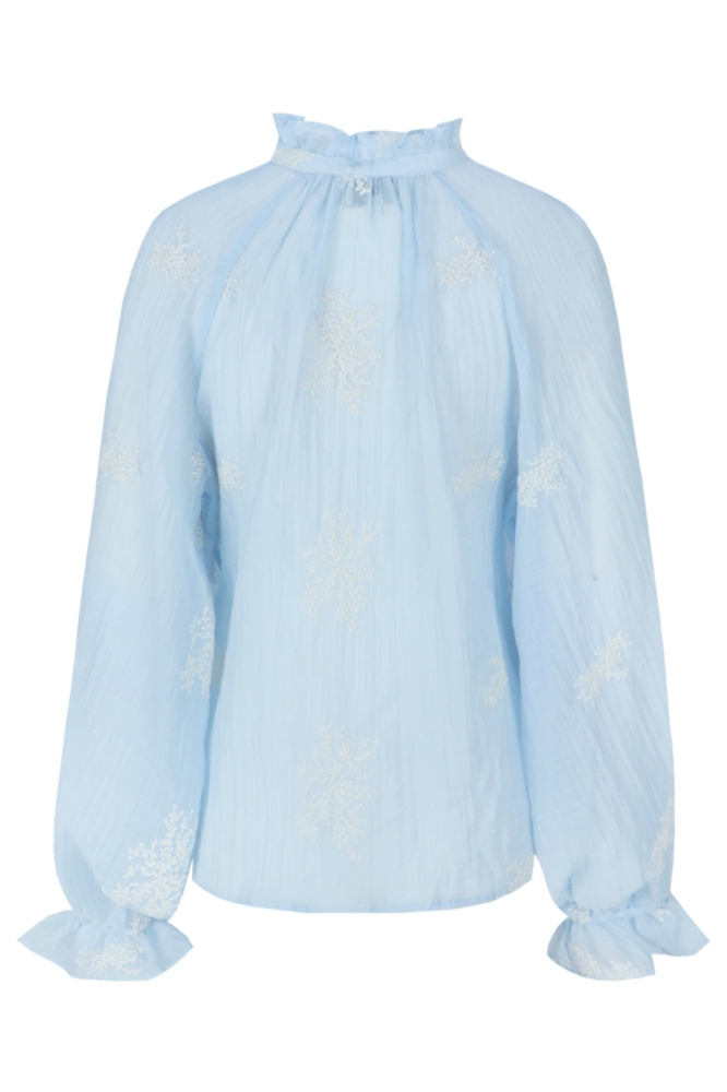 C&S The Label blauwe dames blouse | Achteraanzicht
