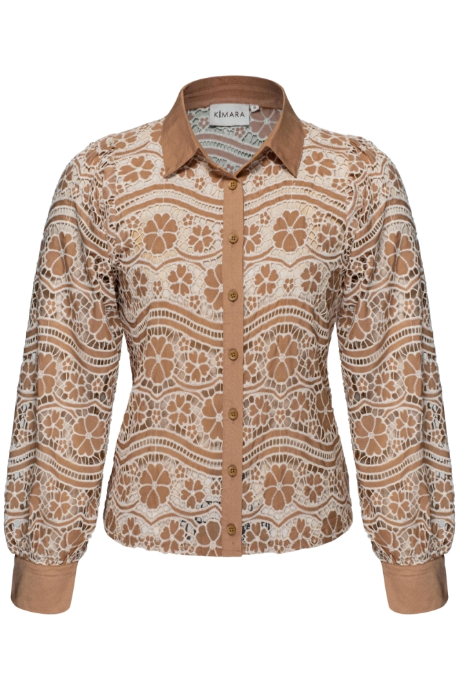 Kimara zand dames blouse | Vooraanzicht