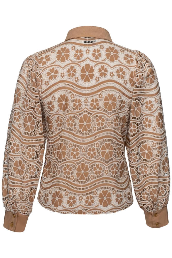 Kimara zand dames blouse | Achteraanzicht