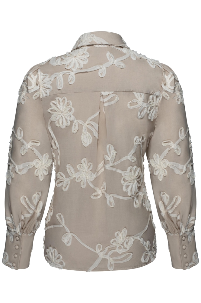 Kimara beige dames blouse | Achteraanzicht