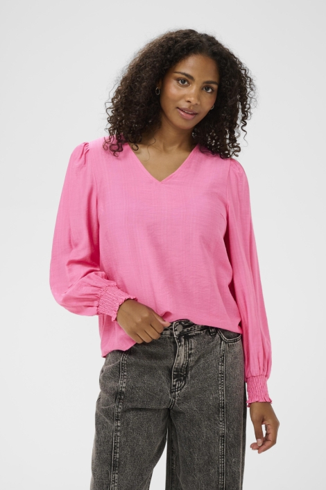 Kaffe roze dames blouse | Model vooraanzicht