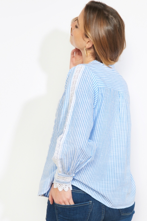 LolaLiza blauwe dames blouse | Model achteraanzicht