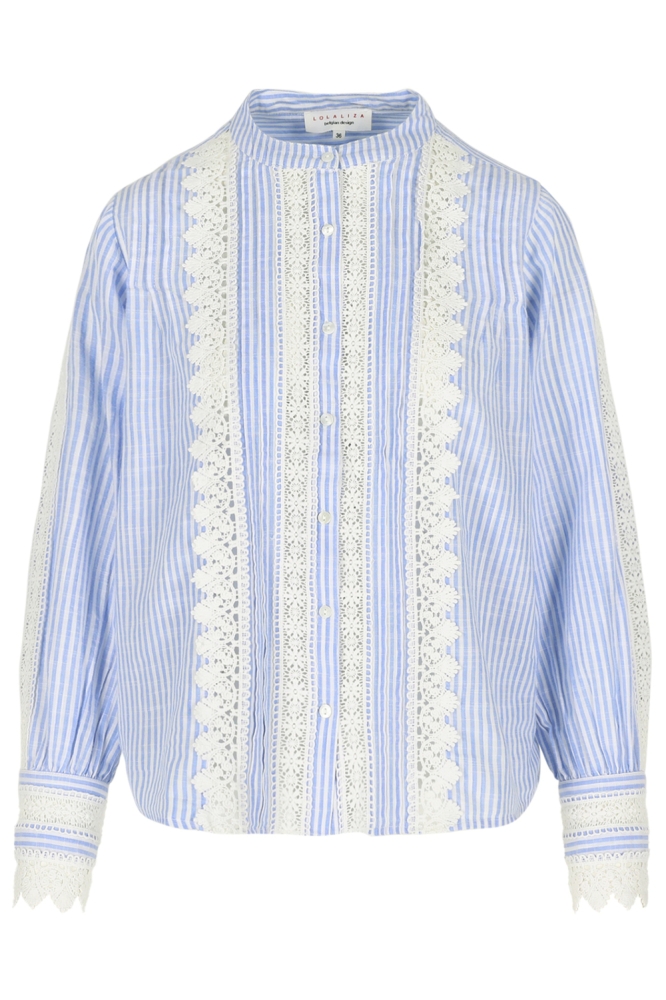 LolaLiza blauwe dames blouse | Vooraanzicht