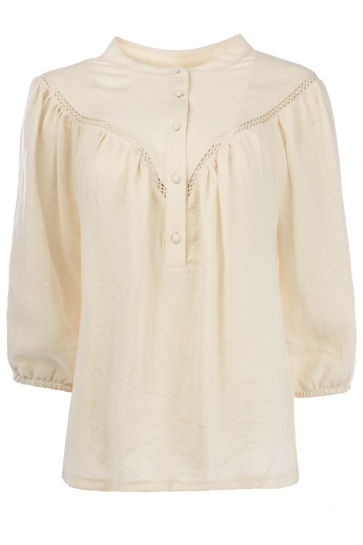 NED Blouse BOBIN 3 4 LINNENLOOK 26S U438 03 Brich beige
