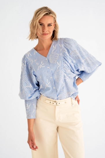 Maicazz Blouse SHANGHAI BLOUSE SP26 20 510 BLUE STRIPE