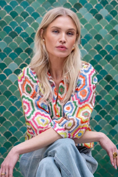 Geisha multi color dames blouse | Sfeerbeeld, In situatie