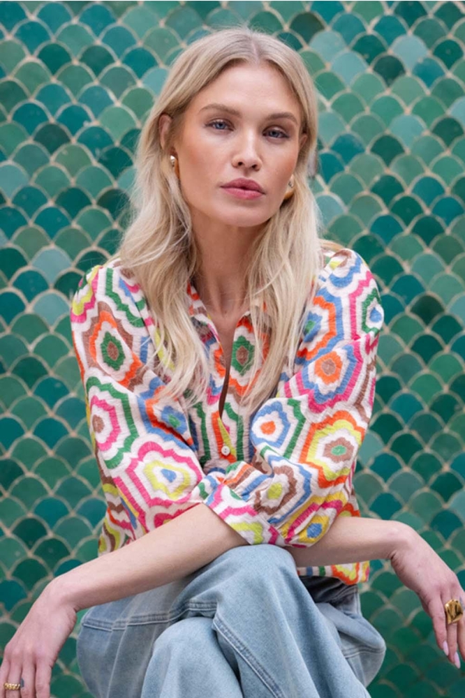 Geisha multi color dames blouse | Sfeerbeeld, In situatie