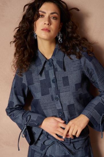 Lofty Manner Blouse BLOUSE ILJA PATCHWORK STRAIGHT RI05 Mid Blue
