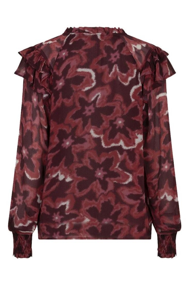 EsQualo rode dames blouse | Achteraanzicht
