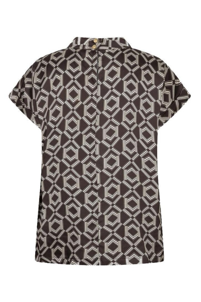 EsQualo bruine dames blouse | Achteraanzicht