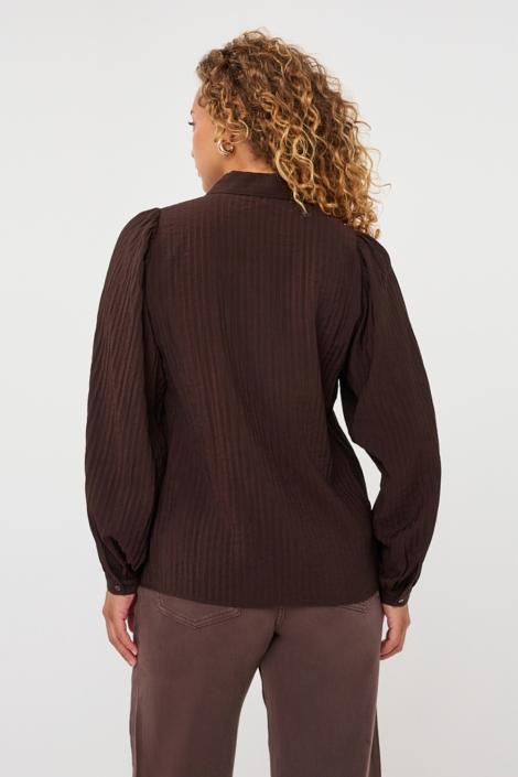 EsQualo bruine dames blouse | Model achteraanzicht