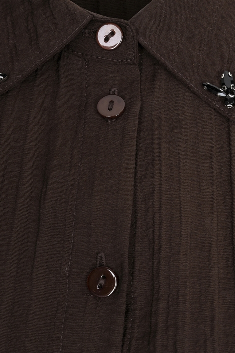 EsQualo bruine dames blouse | Close up