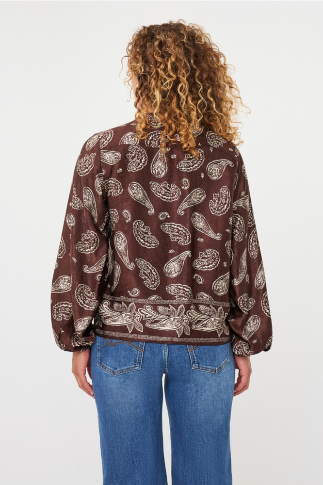 EsQualo bruine dames blouse | Achteraanzicht