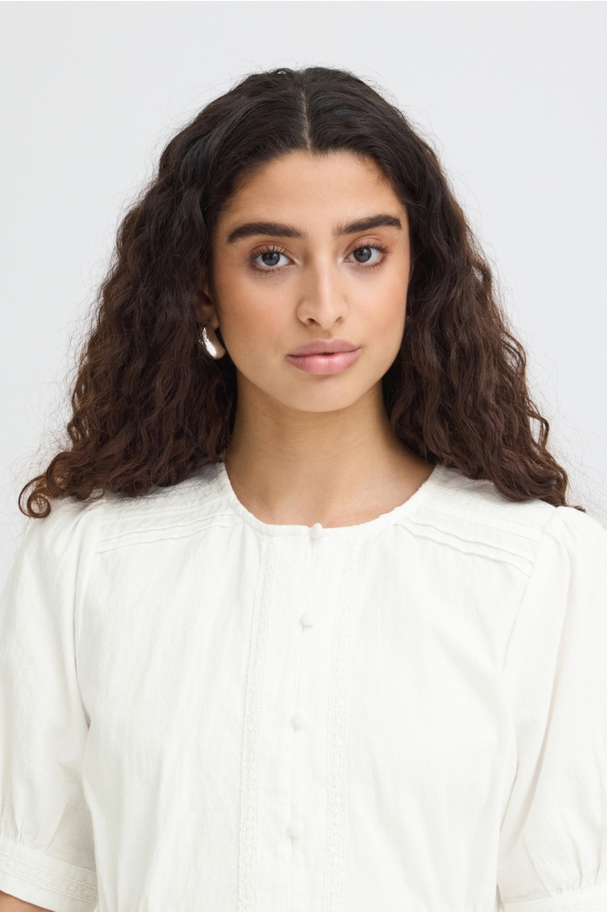 Ichi ecru dames blouse | Close up