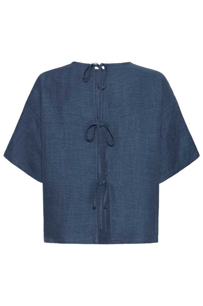 Ichi blauwe dames blouse | Achteraanzicht