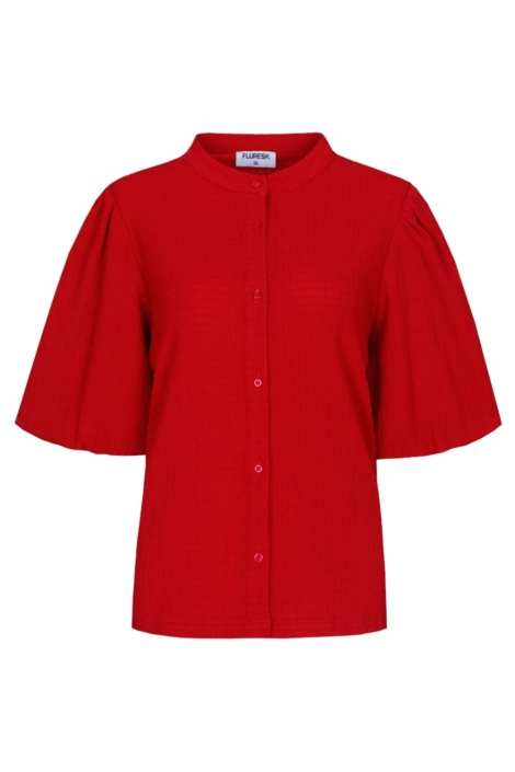 Fluresk rode dames blouse | Vooraanzicht