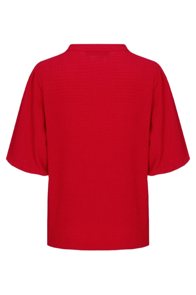 Fluresk rode dames blouse | Achteraanzicht