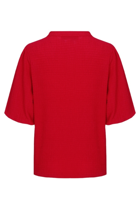 Fluresk rode dames blouse | Achteraanzicht