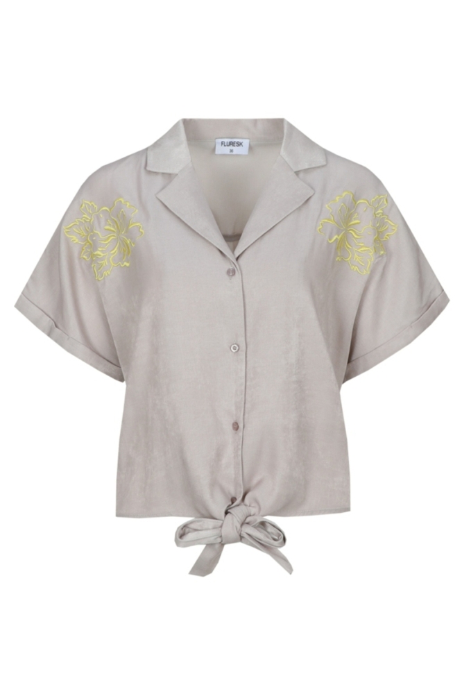 Fluresk taupe dames blouse | Vooraanzicht