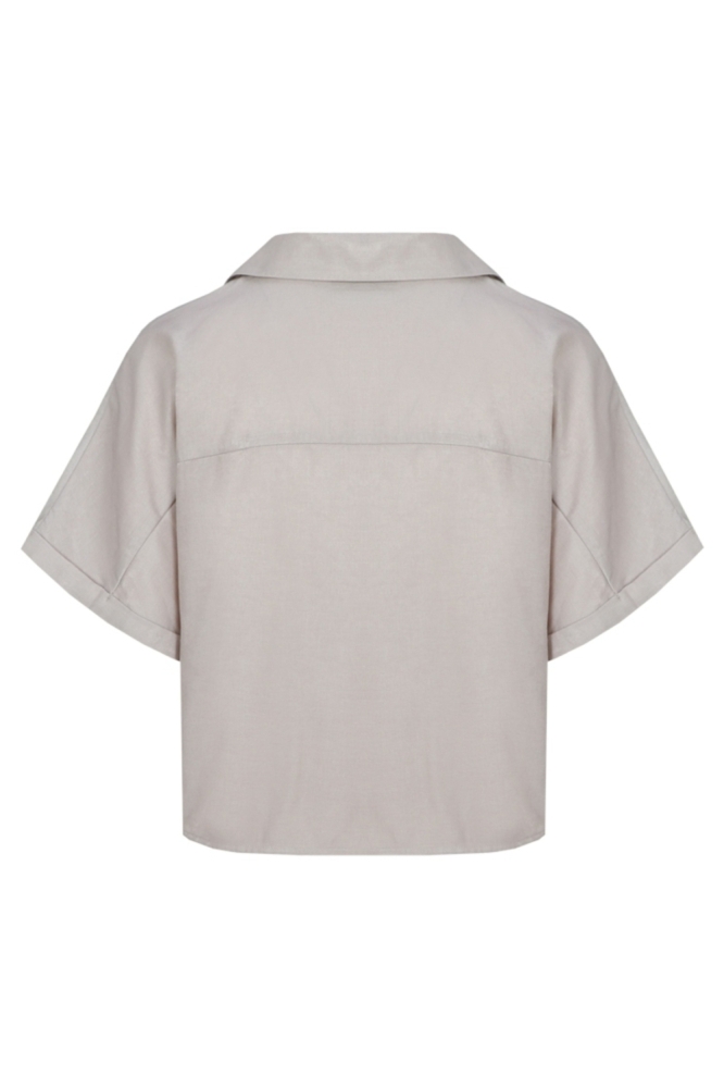 Fluresk taupe dames blouse | Achteraanzicht