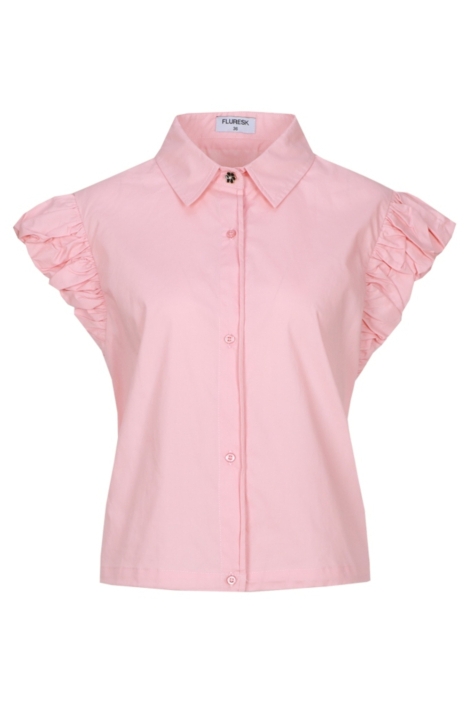 Fluresk roze dames blouse | Vooraanzicht