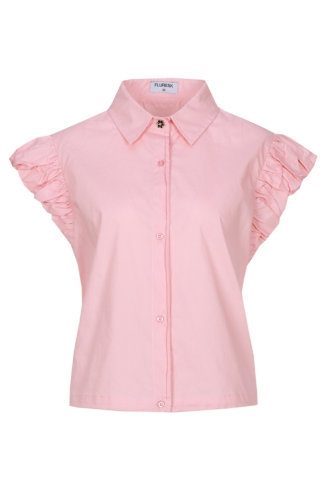 Fluresk roze dames blouse | Vooraanzicht