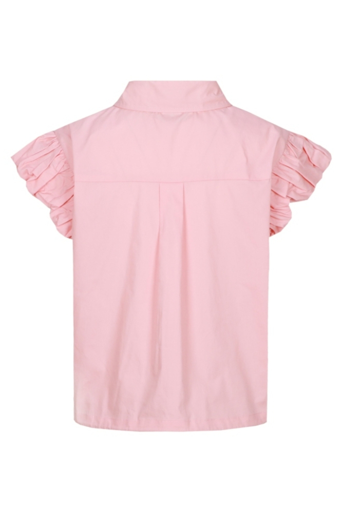 Fluresk roze dames blouse | Achteraanzicht
