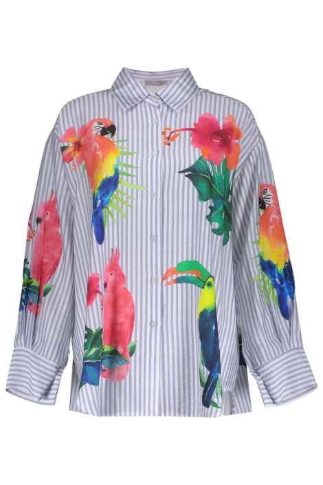 Geisha blauwe dames blouse | Vooraanzicht
