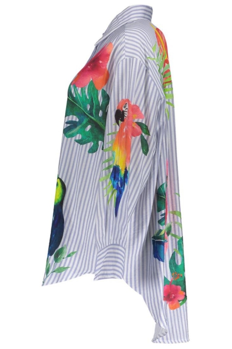 Geisha blauwe dames blouse | Zijaanzicht