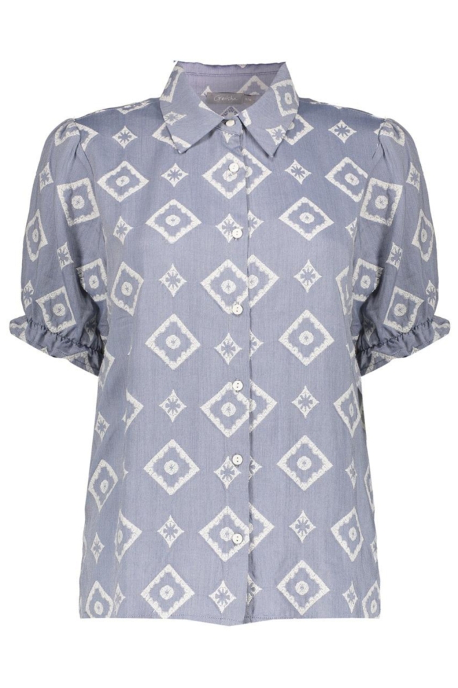 Geisha blauwe dames blouse | Vooraanzicht