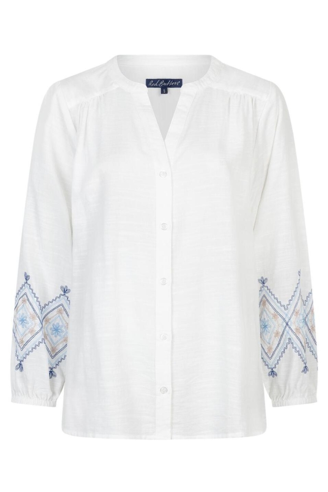 Red Button witte dames blouse | Vooraanzicht