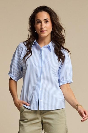 Red Button victoria poplin stripe short sl Blauw