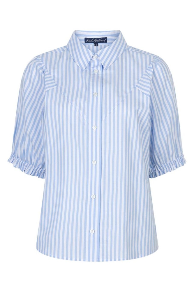 Red Button blauwe dames blouse | Vooraanzicht