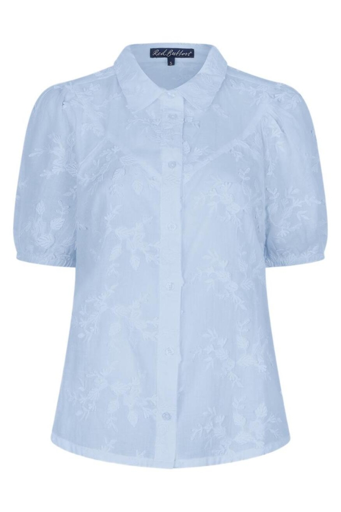 Red Button blauwe dames blouse | Vooraanzicht