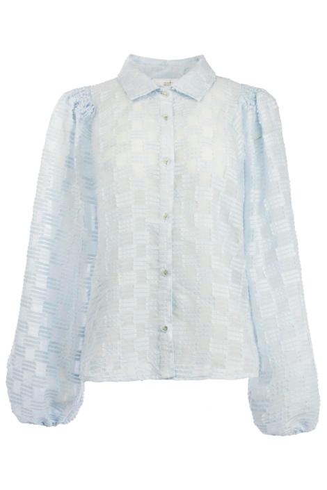 I-coni-K blauwe dames blouse | Vooraanzicht