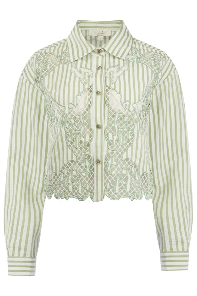 I-coni-K groene dames blouse | Vooraanzicht