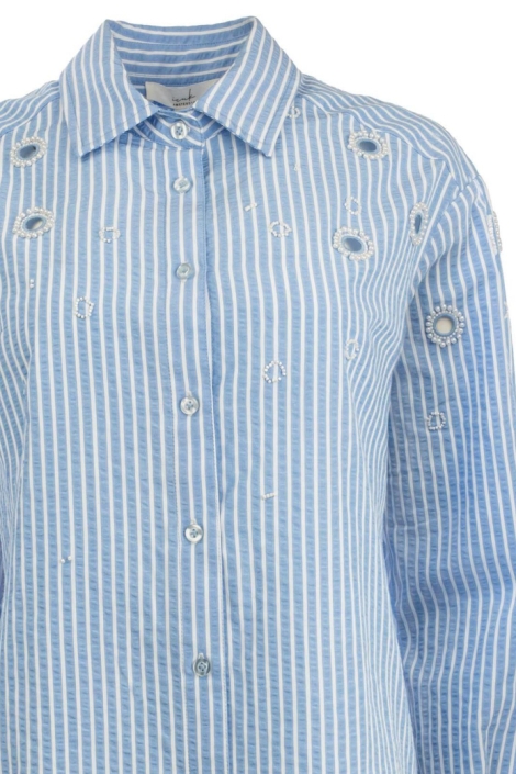 I-coni-K blauwe dames blouse | Close up