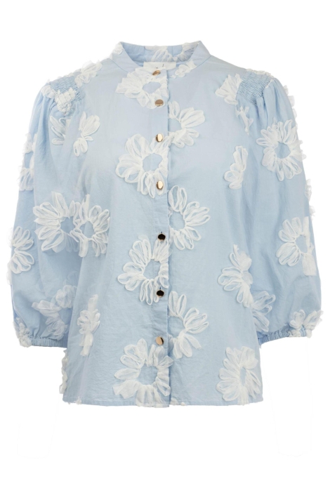 I-coni-K blauwe dames blouse | Vooraanzicht