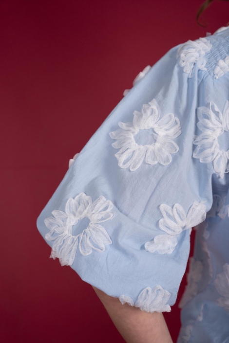 I-coni-K blauwe dames blouse | Close up