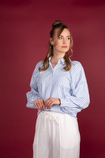 I-coni-K Blouse LEXIE SEERSUCKER STRIPE 26S P533 01 366 JEANS BLUE