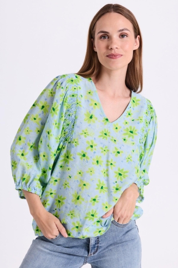 Freequent FQJOVI BLOUSE 208165 BLUE BELL W. SHARP GREEN