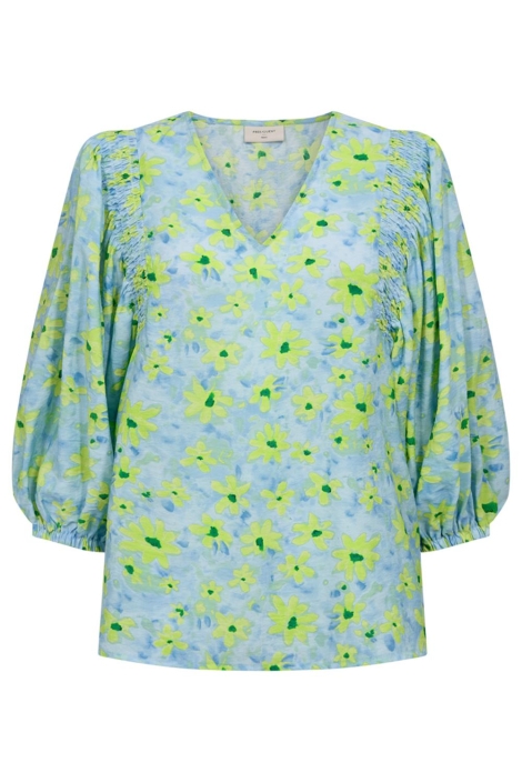 Freequent blauwe dames blouse | Vooraanzicht