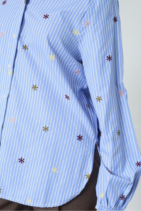 SisterS point blauwe dames blouse | Close up