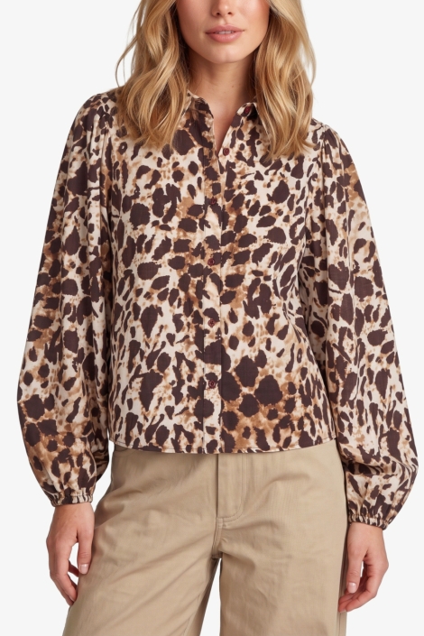 Fluresk camel dames blouse | Close up